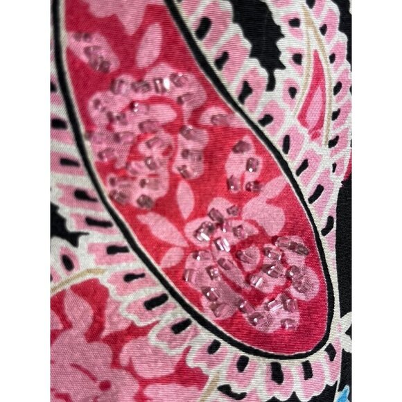 Silkland Silk Floral Jacket 3X Black Beaded Paisley Full Zip Boho Western Artsy - Picture 5 of 16